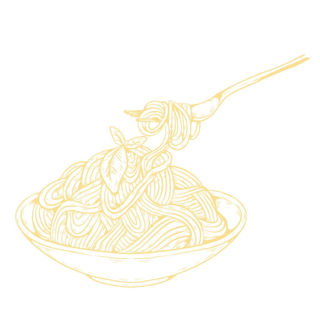 Ilustración de fideos levantados con un tenedor.